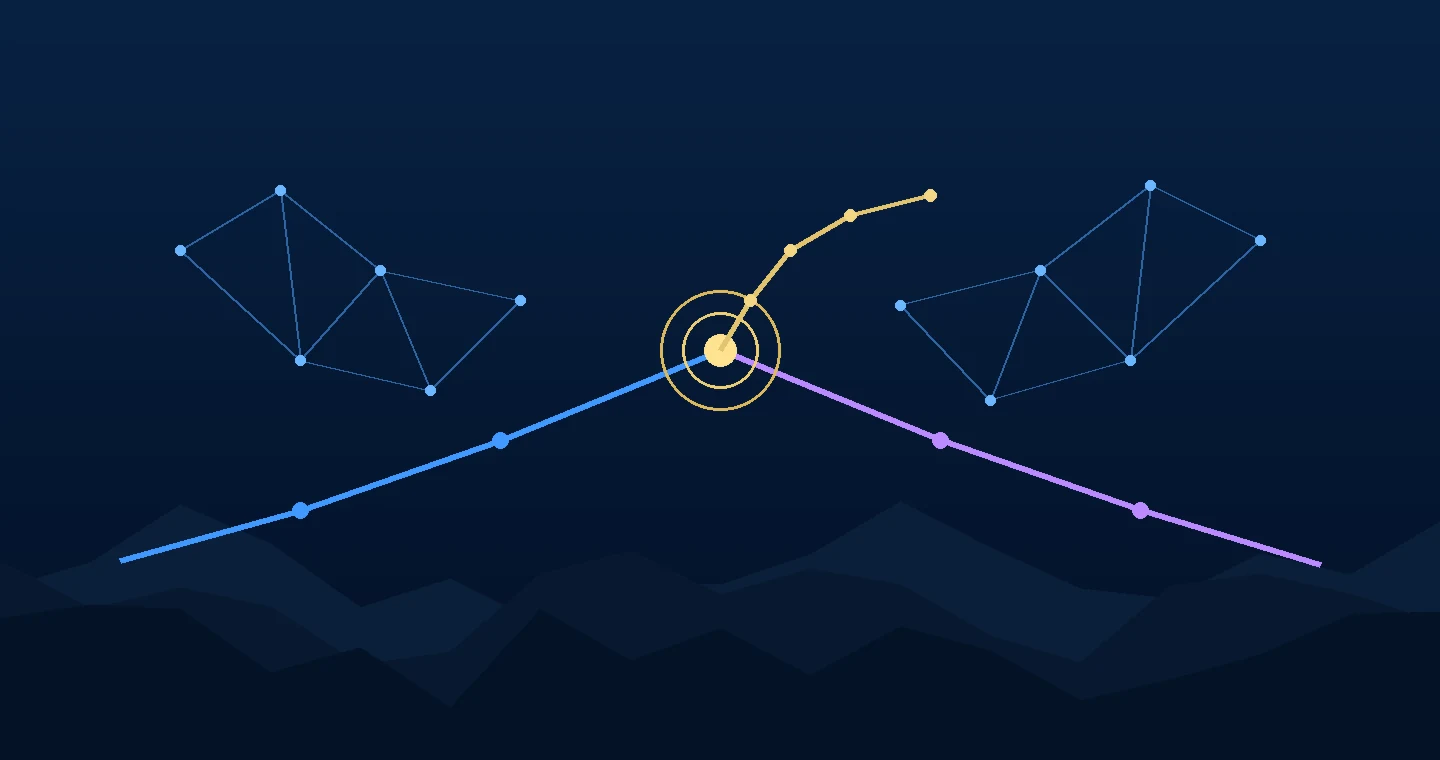 Abstract converging research paths representing a design partnership for long-running AI agent continuity